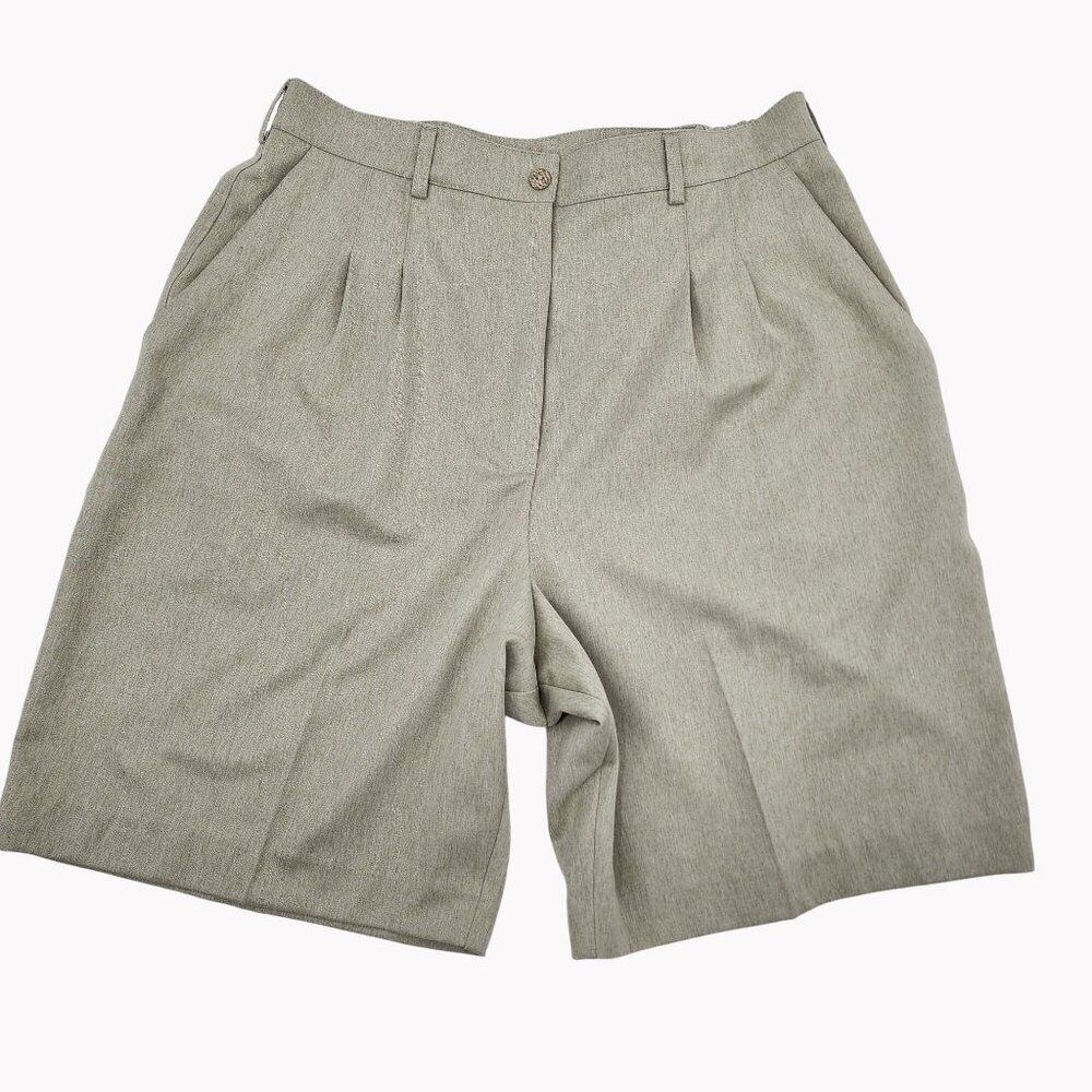 Tail Size 14 Womens Heathered Light Green Microfiber Pleated Front Shorts